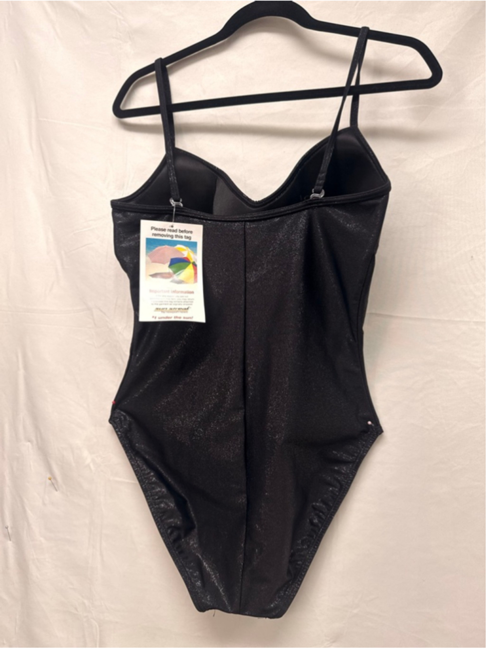 Women's Vintage Sun Streak by Newport News Black Shimmer One Piece swim M/L